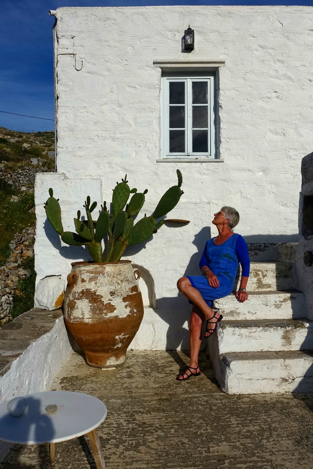 Tilbage i huset ser Anne-Grete græsk ud.