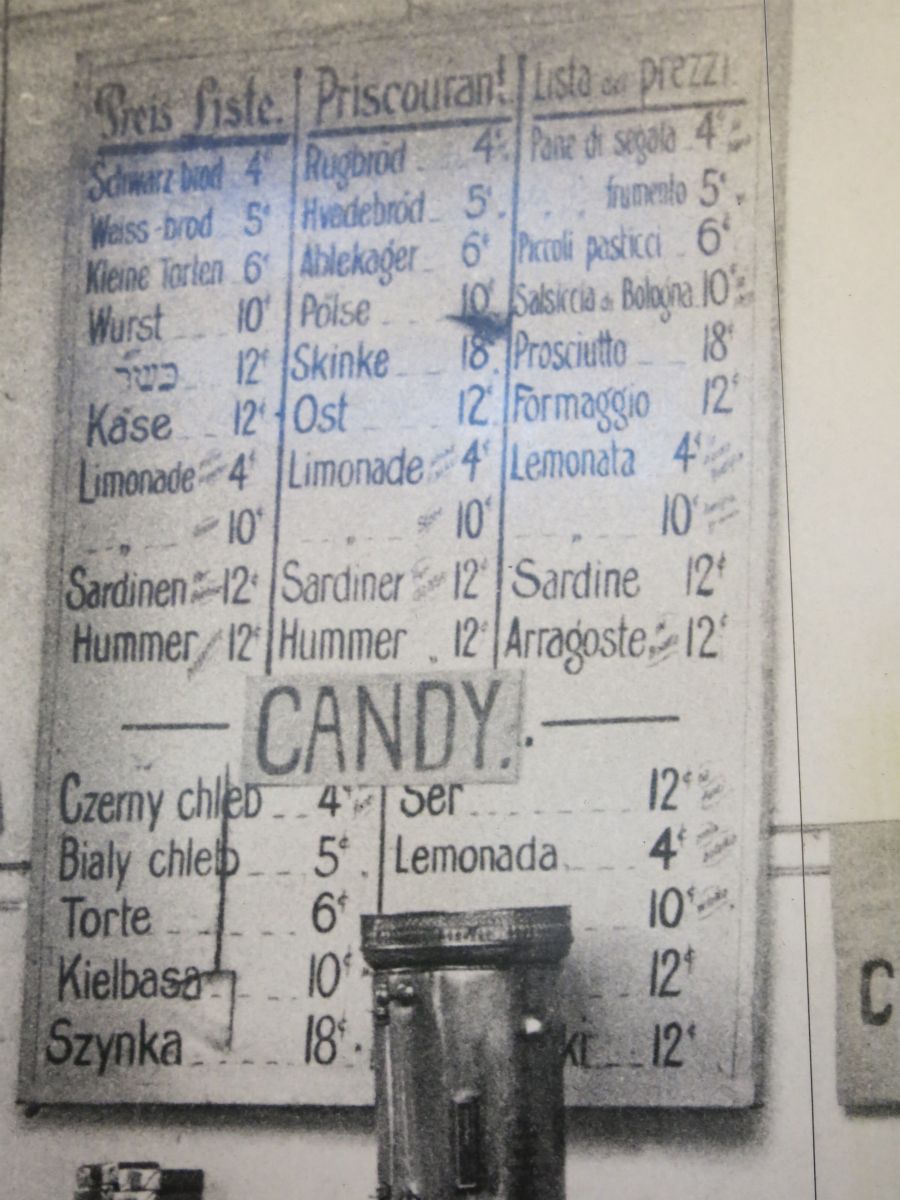 Gammel prisliste på Ellis Island