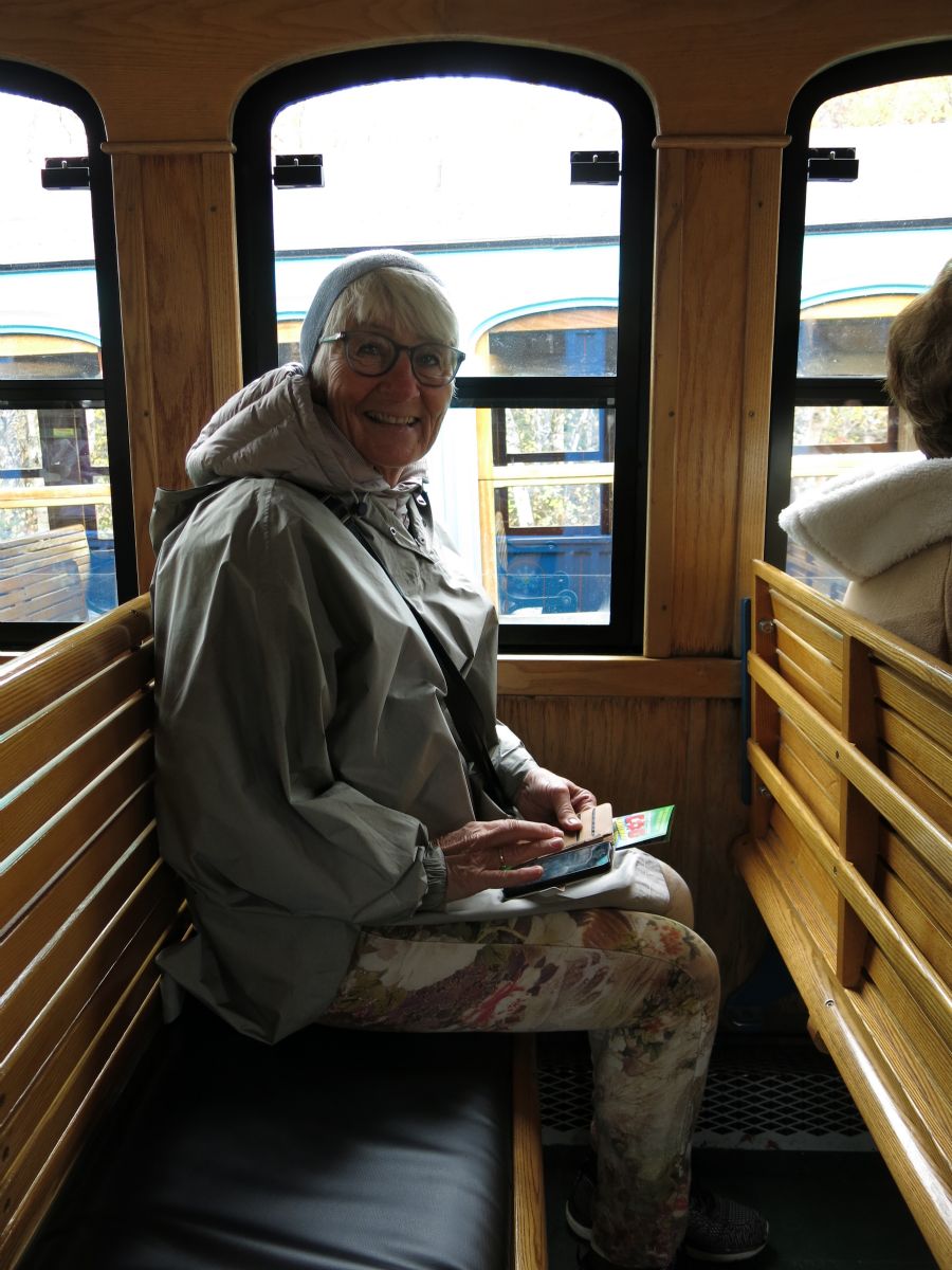 Anne-Grete på vej op med Mount Washington Cog Railwais